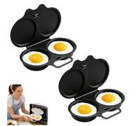 Microwave Egg Poacher with Lid & Handle, 2 Cavity Microwave Egg Poacher，A | Cuiseur a Oeufs, Cuit Oeuf Micro Onde,Moule à Vapeur, Antiadhésive Sans Huile, Plastique Solides, For Kitchen Cooking Tool