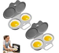 Microwave Egg Poacher with Lid & Handle, 2 Cavity Microwave Egg Poacher，B | Cuiseur a Oeufs, Cuit Oeuf Micro Onde,Moule à Vapeur, Antiadhésive Sans Huile, Plastique Solides, For Kitchen Cooking Tool