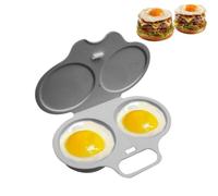Microwave Egg Poacher With Lid & Handle,Dual Cavity Microwave Egg Poacher,Cuit Oeuf Micro Onde,Cuiseur Oeuf Micro Ondes,2 Cavity Microwave Egg Poacher,No Oil Splash Proof Quick,Quick Cooking，Gris