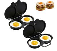 Microwave Egg Poacher With Lid & Handle,Dual Cavity Microwave Egg Poacher,Cuit Oeuf Micro Onde,Cuiseur Oeuf Micro Ondes,2 Cavity Microwave Egg Poacher,No Oil Splash Proof Quick,Quick Cooking，Noir-2PC