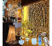 Microwear Guirlande Lumineuse Rideau,3Mx3M 300LED USB Rideau Lumineux 8 Modes d'Eclairage Exterieur et Interieur,Decoration pour Fenêtre Noël Mariage Anniversaire Maison Patio