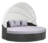 MICTONY Housse de Coussin de Rechange pour canapé-lit d'extérieur de 167,6 cm avec Bande élastique, Housse de Coussin de lit Rond d'extérieur Uniquement (lit de Jour Non Inclus), Gris