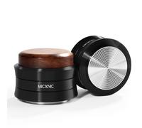 Tasseur à espresso 54 mm, tasseur à café à nivellement automatique pour porte-filtre, avec finition en noyer et noir, base en acier 304 Wavelength