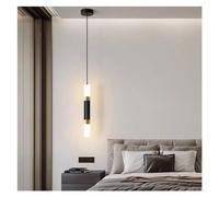 Mid-Century Suspension Linéaire Noir et Or à 2 Lumières, Lustre Nordique LED 3200K pour Îlot de Cuisine, Salle à Manger, Chambre, Entrée et Escalier