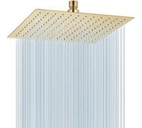 Midanya Pommeau de douche à effet pluie, grand pommeau de douche à effet pluie en acier inoxydable haute pression, pommeau de douche carré cascade pour salle de bain, montage plafond ou mur, or brossé