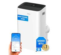 MIDEA Climatiseur Mobile Silencieux 12000 BTU avec Évacuation | 4 en 1: Climatisation, Ventilation, Déshumidification, Sleep | Clim Portable avec Contrôle App & Télécommande | Kit de Fenêtre Inclus