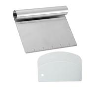 Midgreyeye 2 pcs corne patisserie, grattoir à pâte en acier inoxydable avec échelle de mesure, plastique coupe pate, pizza, Spatule à pâte - Spatule de cuisine (15 * 11,3+13.5 * 9.1cm)