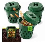 MidingChai Lot de 3 fermes souterraines de 8 l avec couvercle, bac à compost en PVC avec trou de ventilation, kit de démarrage de vermiers organiques pour l'amélioration du sol des plantes, composteur