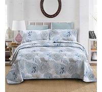 MiDuoHU Couvre Lits matelassés Dessus de Lit 2 Personnes, Couvre-lit en Coton Patchwork Couette réversible Couverture de lit avec 2 taies d'oreiller, 230x250cm