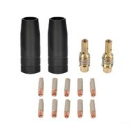 MIG Kit de 14 embouts de soudage pour torche MB15AK - Embouts de contact avec revêtement noir - Support diffuseur de buse de gaz consommables 0,8 mm (0,6 mm)