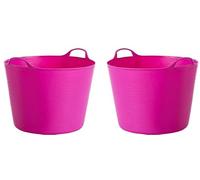 MiG-met - Panier Universel, Grand Contenant, Seau Flexi, Panier à Linge - Solide, Flexible et Léger - Deux Poignées Robustes - Capacité de Charge : 120kg - 42L, 44x35x33cm - Fuchsia - 2 pièces