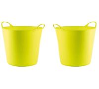 MiG-met - Panier Universel, Grand, Seau Flexi, Panier à Linge - Durable, Flexible et Léger - Deux Poignées Robustes - Capacité de Charge : 120 kg - 23 L, 34 × 26,5 × 29,5 cm - Vert - 2 pièces