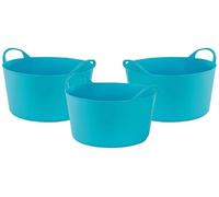 MiG-met - Panier Universel, Grand, Seau Flexi, Panier à Linge - Solide, Durable, Flexible et Léger - Deux Poignées Robustes - Capacité de Charge : 120 kg - 14 L, 35 × 30 × 23 cm - Bleu - 3 pièces