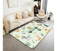 Mignon Animal Tapis De Salon 100 x 150 Cm Lion Fox Zèbre Girafe Vie Sauvage Zone De Chambre Tapis Pour Enfants Adolescents Feuilles Vertes Arbres Plante Tapis Intérieur Décoration De La Maison