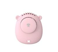 Mignon Bear Design Portable Mini Été Ventilateur Rechargeable Fan Mut Ventilateur De Refroidissement Avec Corde Au Cou - Rose