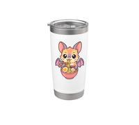Mignon chauve-souris mangeant ramen kawaii animal foodie Gobelet isotherme en acier inoxydable double paroi