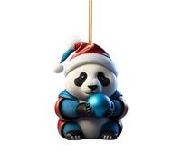 Mignon dessin animé panda motif de Noël imprimé pendentif arbre de Noël pendentif arbre de Noël décoration de la maison rebord de fenêtre pendentif sac à dos pendentif éléphant blanc cadeau de Noël