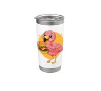 Mignon flamant rose mangeant un hamburger drôle kawaii animal amateur de nourriture Gobelet isotherme en acier inoxydable double paroi