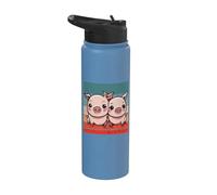 Mignon frère bébé petit cochon rose soeur amoureux des Stainless Steel Insulated Water Bottle