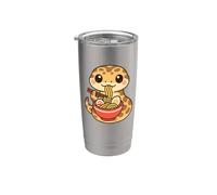 Mignon Léopard Gecko Mangeant Ramen Kawaii Art Gobelet isotherme en acier inoxydable double paroi