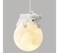 Mignon ours pendentif lumière avec impression 3D lune globe dessin animé lapin endormi lustre enfants planète suspension lampe enfants chambre lumière suspension pour garçon filles chambre chevet