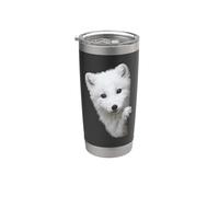 Mignon renard blanc regardant les yeux verts renard des neiges Gobelet isotherme en acier inoxydable double paroi