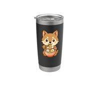 Mignon Shiba Inu mangeant des ramen Kawaii Art Gobelet isotherme en acier inoxydable double paroi