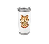 Mignon Shiba Inu mangeant des ramen Kawaii Art Gobelet isotherme en acier inoxydable double paroi