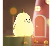 Mignon sourire poire Silicone Veilleuse LED Veilleuse Bébé 7 couleurs Touch Dimmable et fonction de minuterie Enfants Lumière chaude USB Charge Mini Lampe de table Fille Cadeau Chambre Chambre