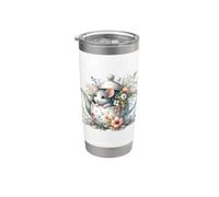 Mignon souris dans une théière florale Cottagecore Art Gobelet isotherme en acier inoxydable double paroi