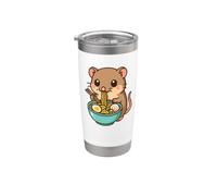 Mignon souris mangeant des ramen adorable art kawaii Gobelet isotherme en acier inoxydable double paroi