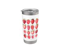 Mignon style aquarelle fraises d'été amateur de fraises Gobelet isotherme en acier inoxydable double paroi