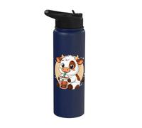 Mignon vache kawaii anime boire du thé aux bulles fille enfants Stainless Steel Insulated Water Bottle