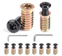 MIGUBIGU 10 Paires Insert Fileté Bois M8 avec Vis M8*20mm, Insert Fileté Metal 25mm avec Clé Torx, Vis a Téte Plate Torx Noire, Vit a Téte Bombée pour Meubles en Bois, Tables, Chaises