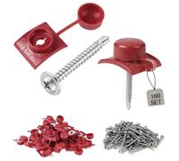 MIGUBIGU 100 PCS Fixation Tôle Ondulée M4.8 x 45mm Rouge, Vis Etanche Tole Ondulée, Vis Autoforeuse Metal Tole Ondulées