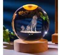 Miguha Veilleuse LED ronde personnalisée en forme de boule de cristal 3D, décoration personnalisée for portrait, for épouse, lune de miel, cadeau avec image d'animal de compagnie(6cm/2.4in)