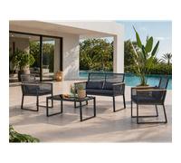Mihata salon jardin bas noir bois