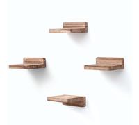 MIHORLIFE Lot de 4 Petites Etagères Flottantes Carrées en Bois pour Petits Objets, Décoration pour Chambre à Coucher, Salon, 10,2 x 10,2 x 4 cm (Noir Carbonisé)