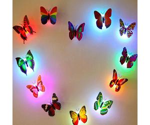 Miico Changer les Couleurs LED Flash Papillon Nuit Lumière Décorative Lumières 3D Accueil Décor Autocollant