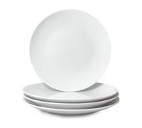 Miicol Assiette en Céramique, Set de 4 Pièces, Grande Assiette de 27 cm, Assiette Petit-Déjeuner Moderne Blanche, Assiette Plate