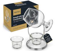 MIJOMA Brandy Coffret cadeau chaud - Chauffe-cognac avec oscillateur en verre de 400 ml, support en acier inoxydable et photophore en verre, aromatique pour les amateurs