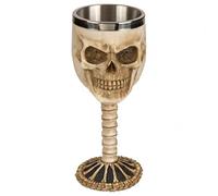 MIJOMA Gobelet à vin tête de mort 3D - Gobelet en pierre artificielle et acier inoxydable - Carafe viking médiévale - Capacité de 300 ml (gardien Grimmiger)