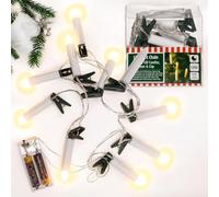 MIJOMA Guirlande lumineuse LED avec 10 bougies et clips, 3 m de long, fonctionne sur piles, 6/18 minuteries - Flexible et idéale pour la décoration de Noël