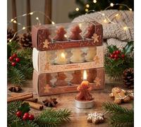 MIJOMA Lot de 12 bougies chauffe-plat en pain d'épice - Lot de 12 bougies décoratives en forme de bonhomme en pain d'épice - Décoration de Noël, de l'Avent, de table, idée cadeau