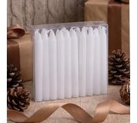 MIJOMA Lot de 20 bougies festives pour sapin de Noël, pyramide, en cire, pour sapin de Noël, fêtes d'anniversaire et tartes, longue durée de combustion, diamètre 11 x 105 mm, blanches