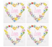 MIJOMA Lot de 4 serviettes à motif - 4 paquets de 20 serviettes - Serviettes en papier à 3 plis pour décoration de table et occasions spéciales (Love & Flower Heart, 33 x 33 cm)