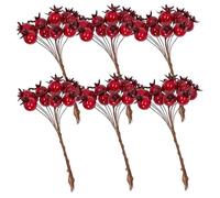 MIJOMA Lot de 6 paquets de baies artificielles - Décoration de Noël exquise, idéale comme décoration de Noël, décoration de table, baies décoratives de haute qualité (rouge foncé)