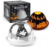 MIJOMA Photophore dôme argenté en porcelaine - 12 cm - Décoration de Noël avec jeu de lumière 3D - Motif d'hiver élégant et festif pour l'Avent et Noël