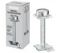 MIJOMA Photophore en cristal - Bougeoir en verre avec effet cristal - 19 cm de haut - Élégant lustre décoratif pour salon, table à manger et événements (16 cm de haut)