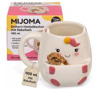 MIJOMA Tasse à anse avec compartiment à biscuits - Tasse amusante en dolomite, 400 ml, tasse à café originale avec compartiment à collation, cadeau amusant pour les amateurs de biscuits et de thé